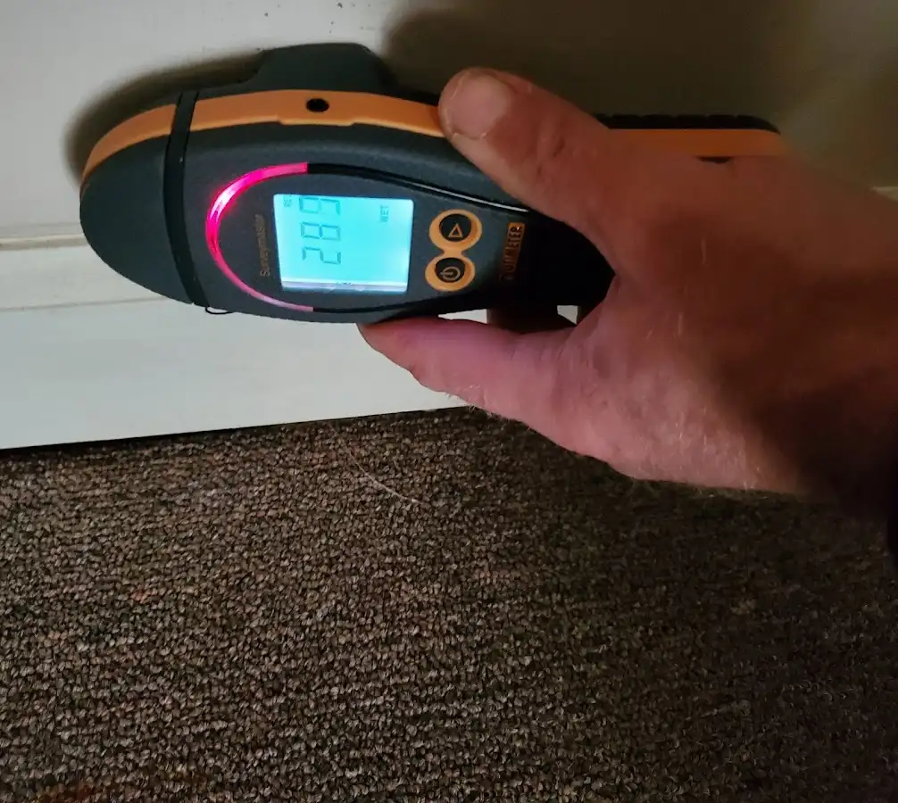 Moisture detection at baseboard during Mold Inspection & Testing in Marble Falls